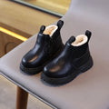 2025 Autumn Winter Kid Boys Girls Casual Ankle Boots Comfortable Simple Side Zipper Leather Boots Velvet Warm Non-Slip Boots