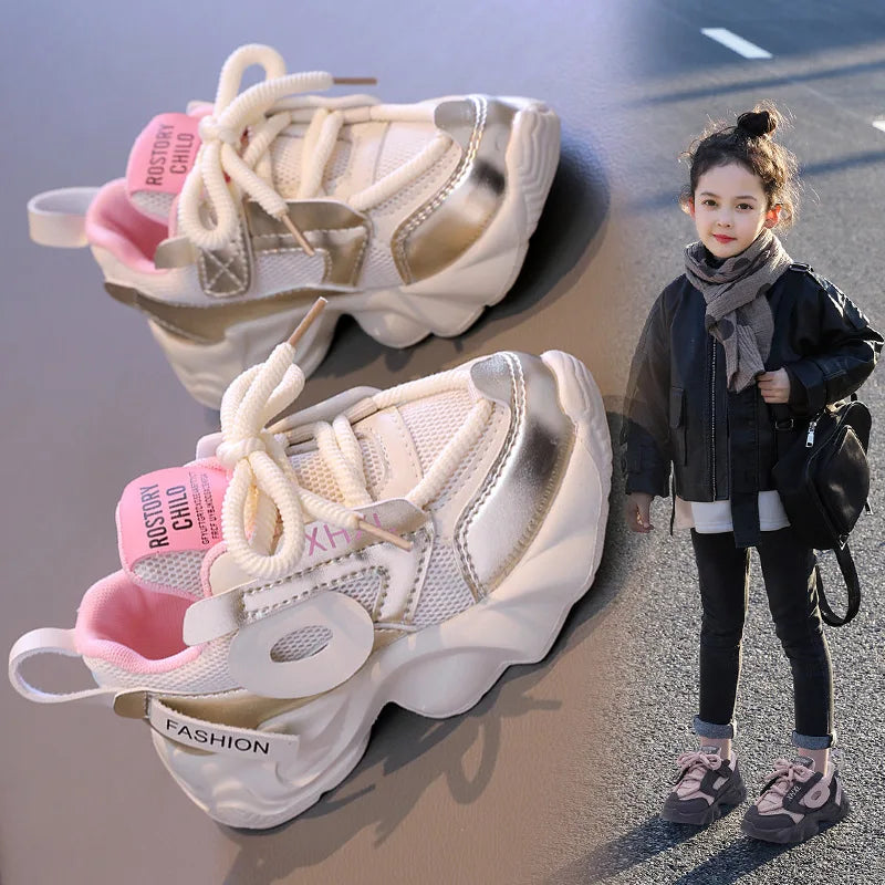 Kids Spring Sneakers Boys Girls School Casual Shoes New 2025 Outdoor Breathable Running Shoes Children Soft Sole Non-slip Sports