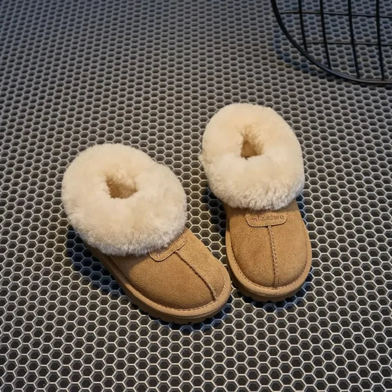 2025 New Simple Girls Slipper Elastic Band Fashion Kids Toes Wrapped Winter Warm Boys Children Cotton Shoes Casual Non-slip Cute