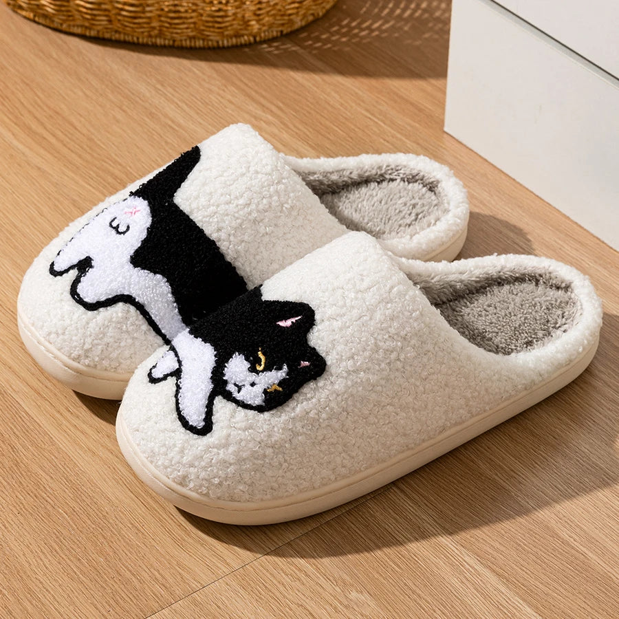 Cute Cat and Dog Exquisite Pattern Children's Slippers Indoor Winter Warm Breathable Comfortable Parent-child Leisure Home Shoes