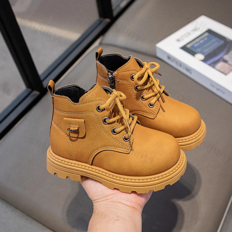Children Ankle Boots 2025 Autumn New Zipper Kids Short Boots Boys Girls Comfortable Non Slip Outdoor Toddler High Top Shoes