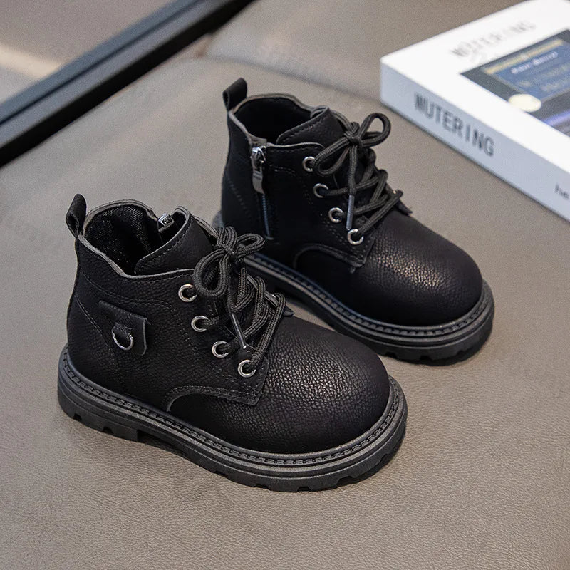 Children Ankle Boots 2025 Autumn New Zipper Kids Short Boots Boys Girls Comfortable Non Slip Outdoor Toddler High Top Shoes