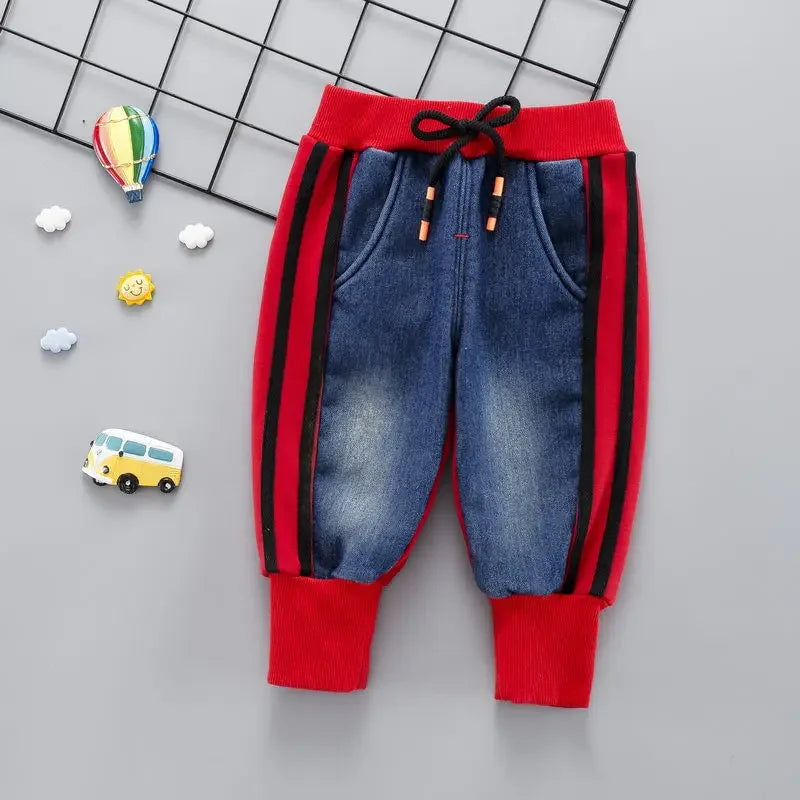 Brand Kids Cartoon Trousers Pant Fashion Girls Jeans Children Boys Kids Fashion Denim Pants Add Velvet Kids Jean Infant Clothing