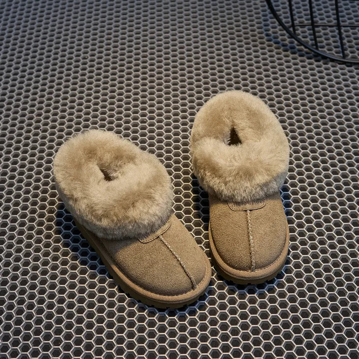 2025 New Simple Girls Slipper Elastic Band Fashion Kids Toes Wrapped Winter Warm Boys Children Cotton Shoes Casual Non-slip Cute