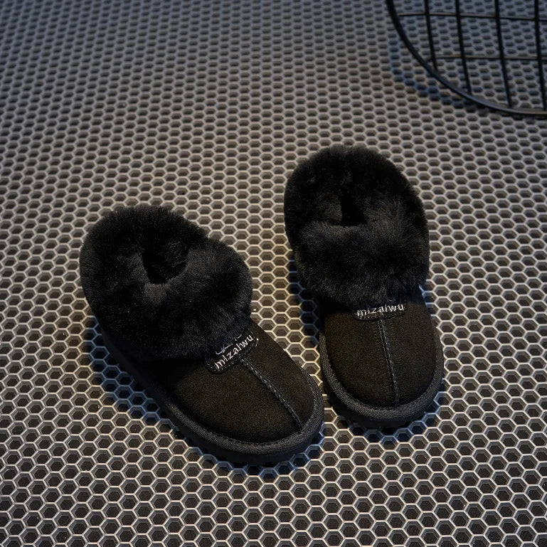 2025 New Simple Girls Slipper Elastic Band Fashion Kids Toes Wrapped Winter Warm Boys Children Cotton Shoes Casual Non-slip Cute