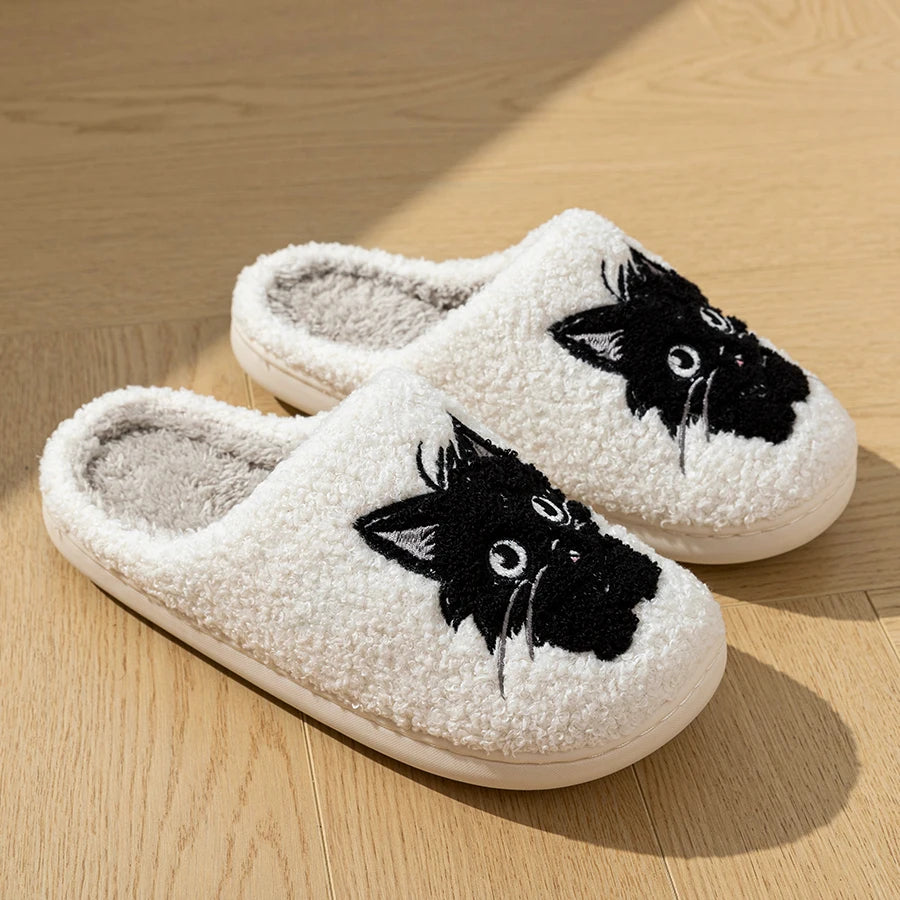 Cute Cat and Dog Exquisite Pattern Children's Slippers Indoor Winter Warm Breathable Comfortable Parent-child Leisure Home Shoes