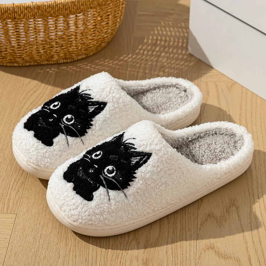 Cute Cat and Dog Exquisite Pattern Children's Slippers Indoor Winter Warm Breathable Comfortable Parent-child Leisure Home Shoes