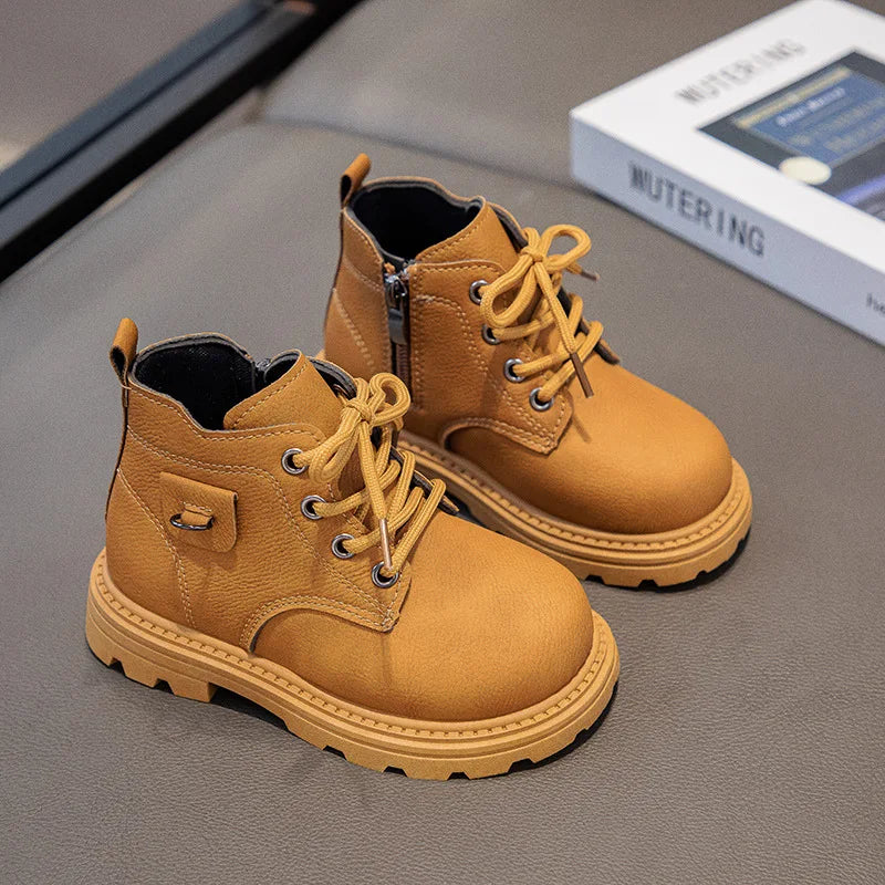 Children Ankle Boots 2025 Autumn New Zipper Kids Short Boots Boys Girls Comfortable Non Slip Outdoor Toddler High Top Shoes