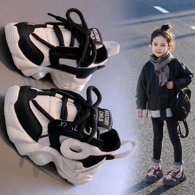 Kids Spring Sneakers Boys Girls School Casual Shoes New 2025 Outdoor Breathable Running Shoes Children Soft Sole Non-slip Sports