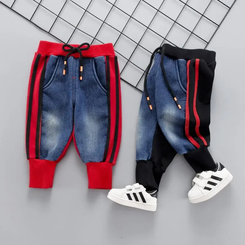 Brand Kids Cartoon Trousers Pant Fashion Girls Jeans Children Boys Kids Fashion Denim Pants Add Velvet Kids Jean Infant Clothing