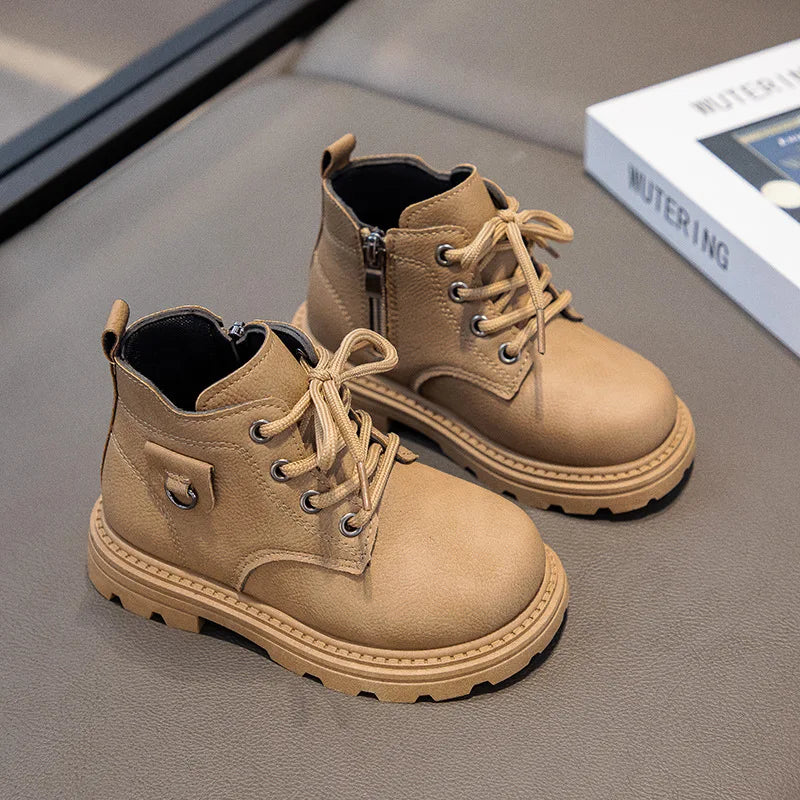 Children Ankle Boots 2025 Autumn New Zipper Kids Short Boots Boys Girls Comfortable Non Slip Outdoor Toddler High Top Shoes