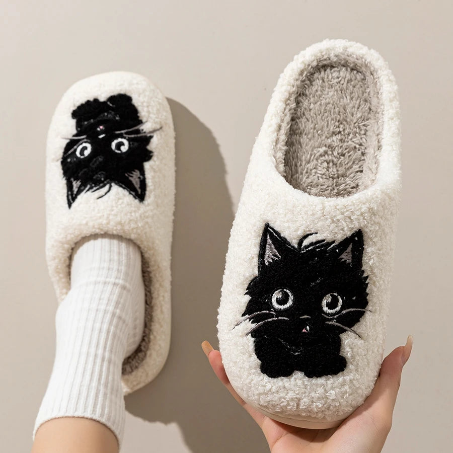 Cute Cat and Dog Exquisite Pattern Children's Slippers Indoor Winter Warm Breathable Comfortable Parent-child Leisure Home Shoes