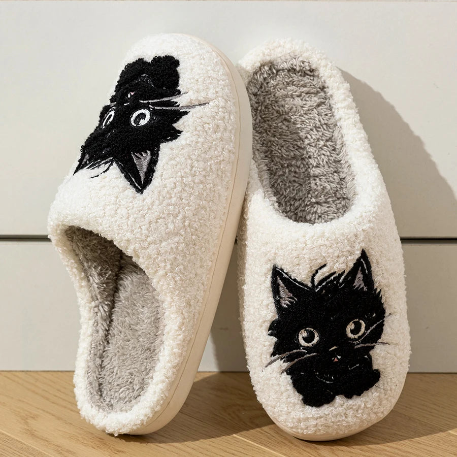 Cute Cat and Dog Exquisite Pattern Children's Slippers Indoor Winter Warm Breathable Comfortable Parent-child Leisure Home Shoes