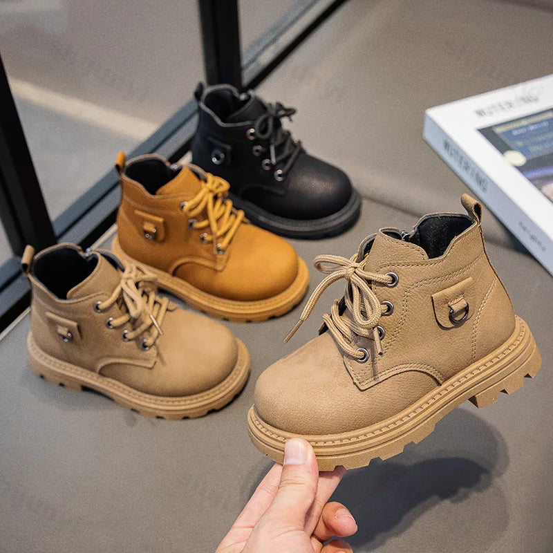 Children Ankle Boots 2025 Autumn New Zipper Kids Short Boots Boys Girls Comfortable Non Slip Outdoor Toddler High Top Shoes
