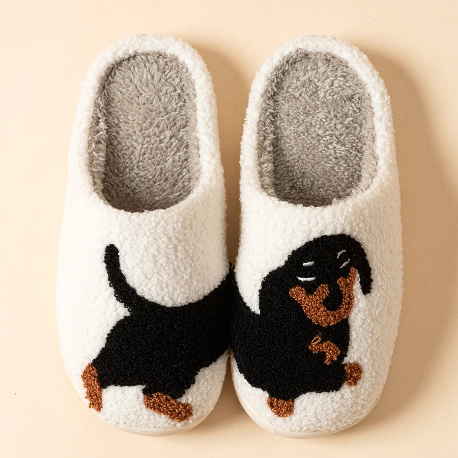 Cute Cat and Dog Exquisite Pattern Children's Slippers Indoor Winter Warm Breathable Comfortable Parent-child Leisure Home Shoes