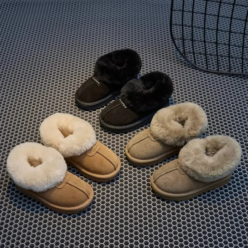 2025 New Simple Girls Slipper Elastic Band Fashion Kids Toes Wrapped Winter Warm Boys Children Cotton Shoes Casual Non-slip Cute