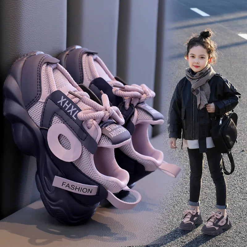 Kids Spring Sneakers Boys Girls School Casual Shoes New 2025 Outdoor Breathable Running Shoes Children Soft Sole Non-slip Sports