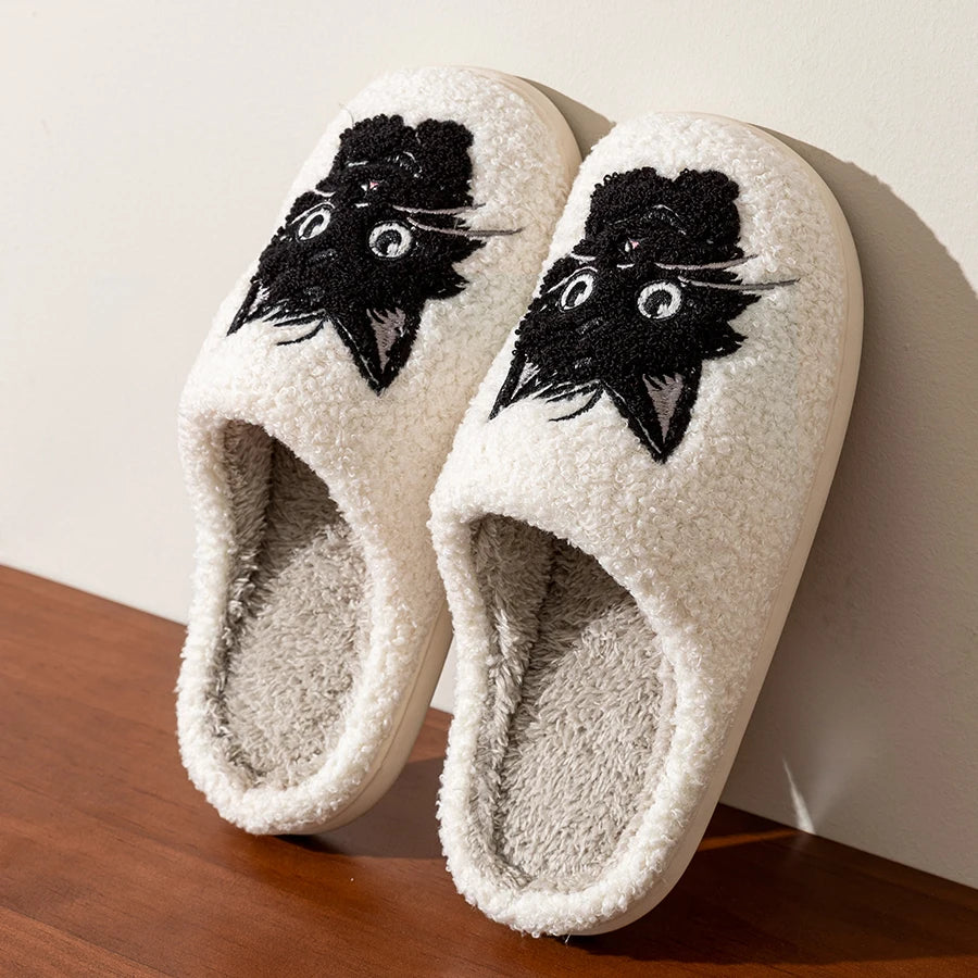 Cute Cat and Dog Exquisite Pattern Children's Slippers Indoor Winter Warm Breathable Comfortable Parent-child Leisure Home Shoes